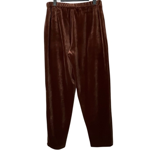 UNBRANDED Brown Velvet / Velour Pants Stretch Waist Side Pockets US Sz M - Picture 4 of 10